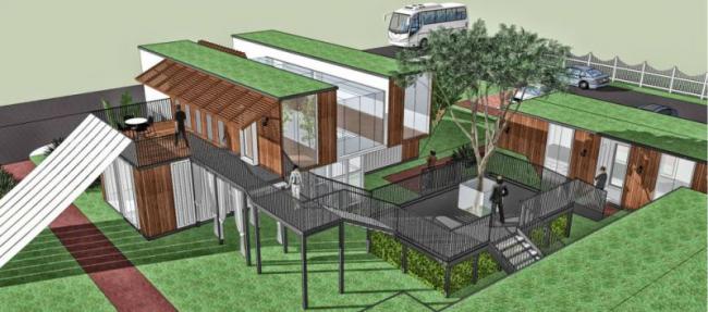 Sketchup商业模型|集装箱，服务设施，现代风格