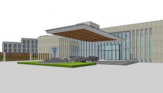 Sketchup办公模型|多层山地办公建筑群，现代风格