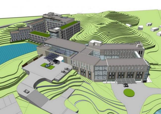 Sketchup办公模型|多层山地办公建筑群，现代风格