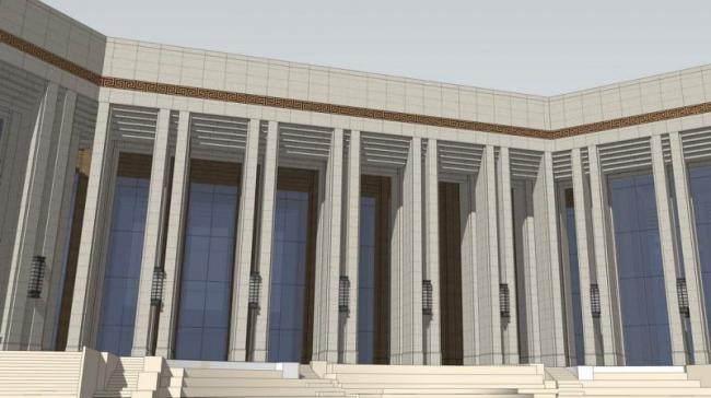 Sketchup办公模型|多层山地办公楼，新古典风格