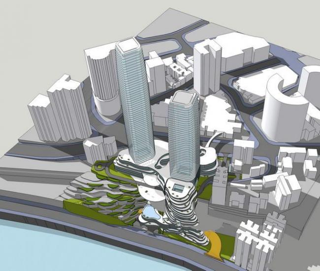 Sketchup酒店模型|超高层邻崖酒店概念方案，现代风格