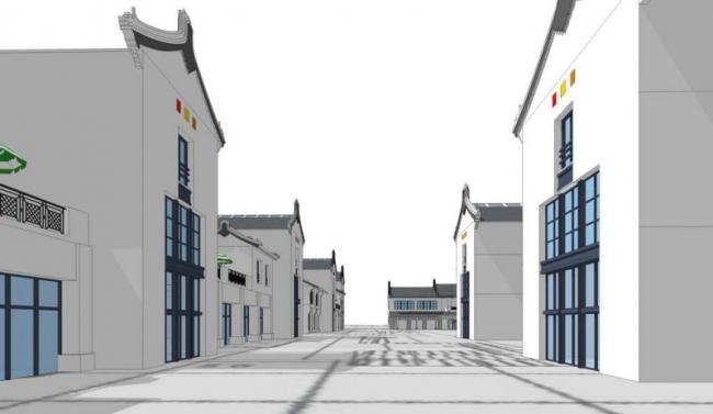 Sketchup商业模型|多层客家商业街，中式风格