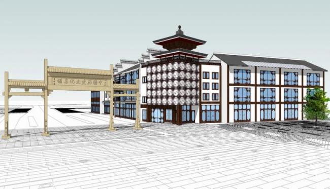 Sketchup酒店模型|多层酒店，中式风格