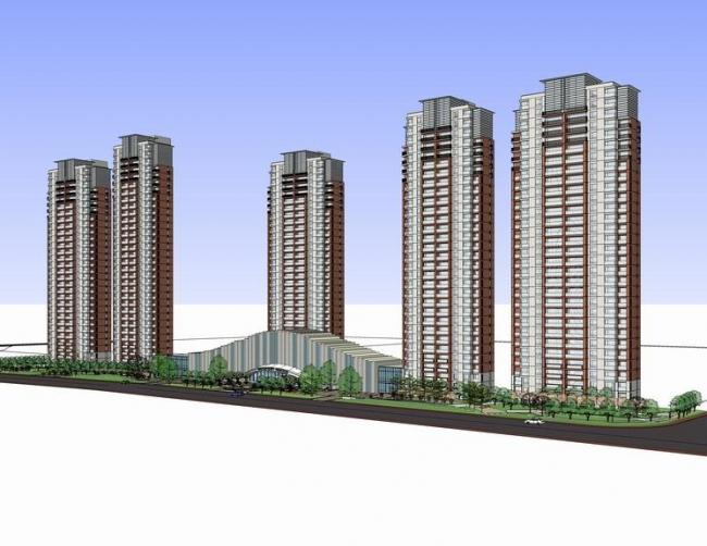 Sketchup住宅模型|高层住宅，底层商业，沿街商业，居住建筑，现代风格