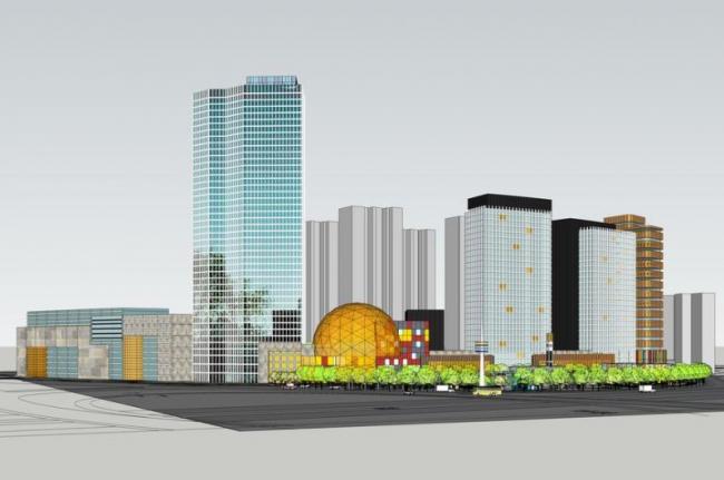 Sketchup综合体模型|高层办公楼，多层高层混合综合体，现代风格