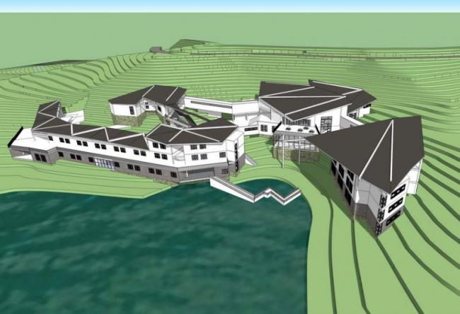 Sketchup酒店模型|多层山地酒店，中式风格