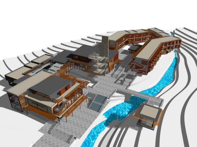 Sketchup酒店模型|多层山地酒店，现代风格