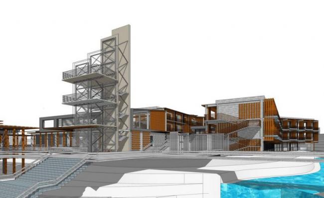 Sketchup酒店模型|多层山地酒店，现代风格