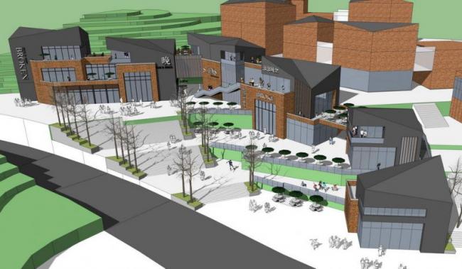 Sketchup商业模型|多层山地商业，现代风格