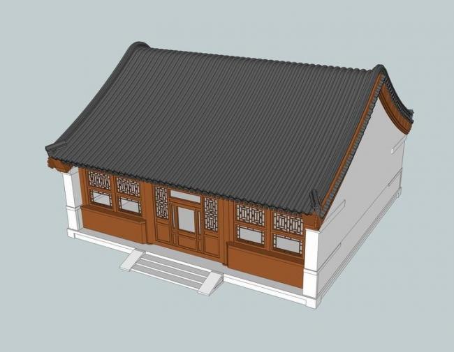 Sketchup住宅模型|多层四合院厢房，中式风格