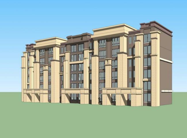Sketchup住宅模型|多层住宅洋房，新古典风格，海派风格，居住建筑