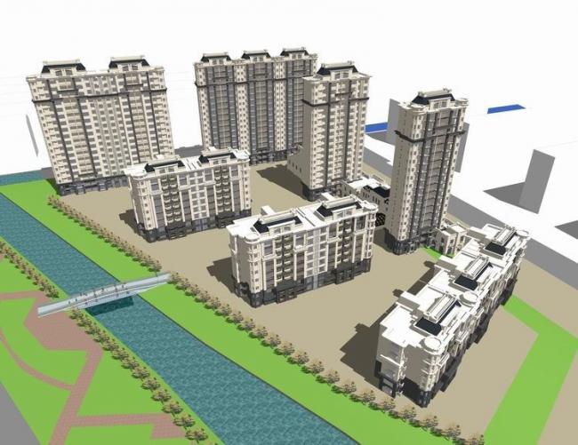 Sketchup住宅模型|高层住宅，法式古典风格，居住建筑