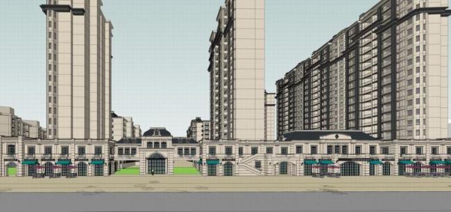 Sketchup住宅模型|高层住宅，法式古典风格，居住建筑