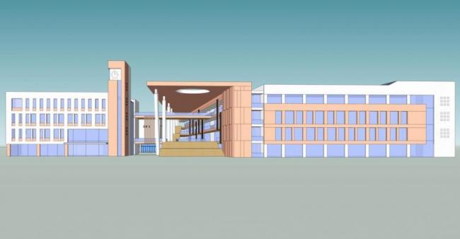 Sketchup学校模型|厦门后江小学中学投标，多层学校，校园教育建筑