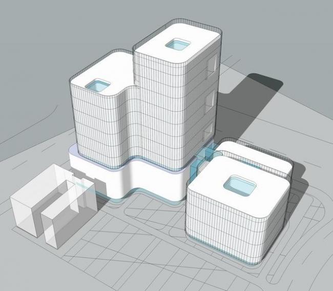 Sketchup医院模型|广州中山六医方案，多高层混合医院，医疗建筑，现代风格