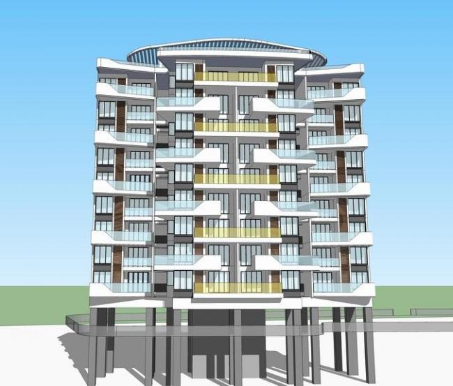 Sketchup住宅模型|多层住宅公寓，商住楼，现代风格，居住建筑