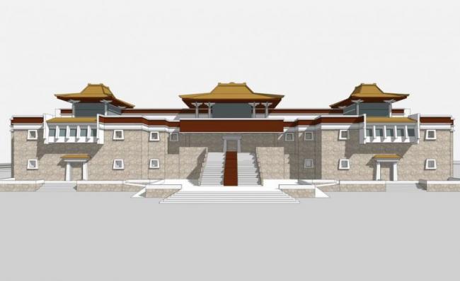 Sketchup文化模型|多层博物馆，藏式风格，文化建筑