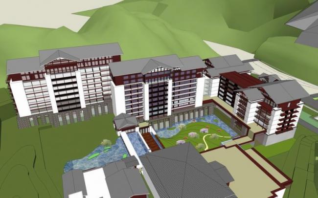 Sketchup酒店模型|圣地九寨酒店，多层酒店，新中式风格，藏式