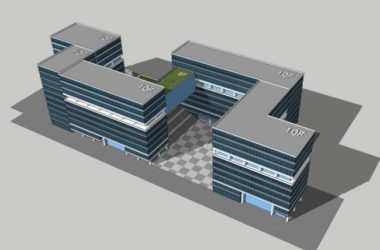 Sketchup办公模型|多层办公楼，现代风格-BIM建筑网