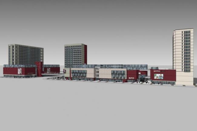 Sketchup商业模型|多层商业街，现代风格