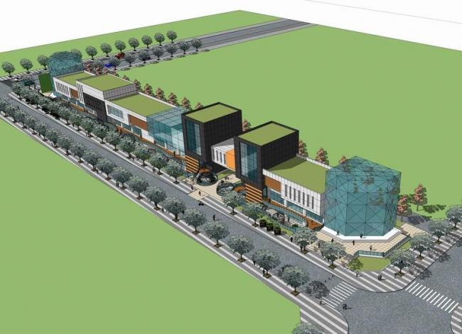 Sketchup商业模型|多层商业街，现代风格