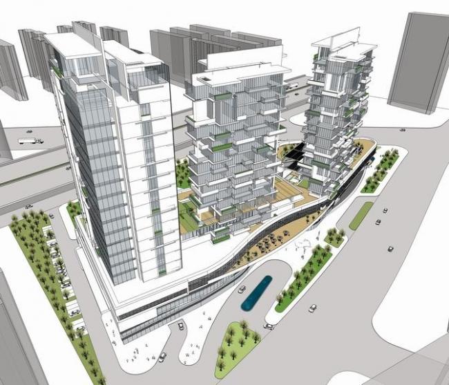 Sketchup综合体模型|高层办公楼，高层住宅，综合体，现代风格