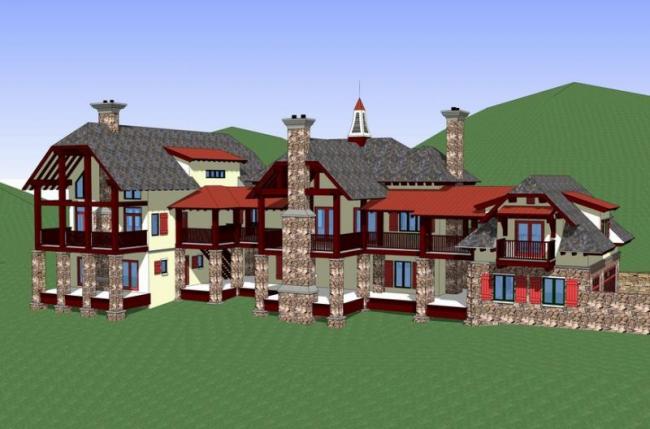 Sketchup商业模型|多层意式会所，商业建筑，古典风格