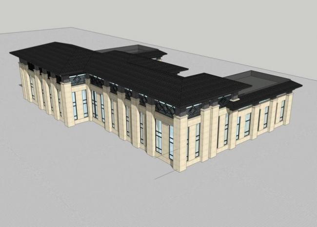 Sketchup办公模型|新中式风格，多层接待中心，办公建筑