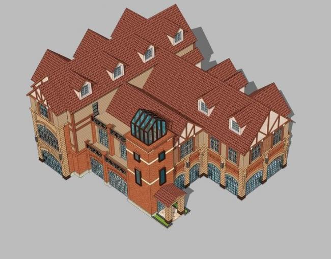 Sketchup商业模型|多层售楼处，商业建筑，简欧，古典风格