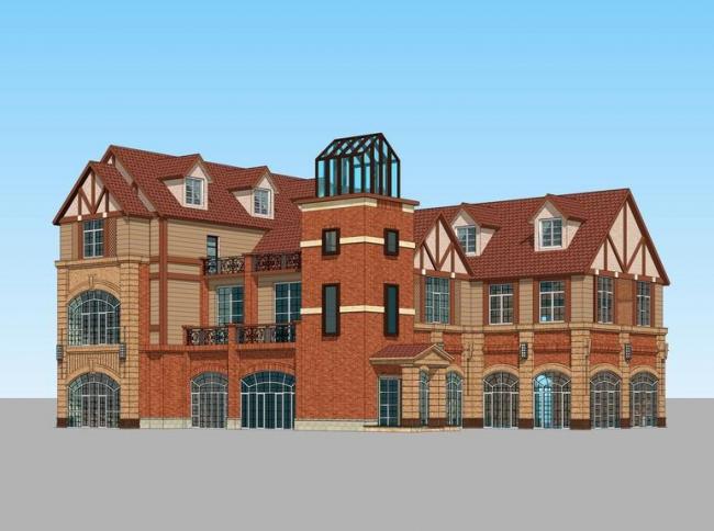 Sketchup商业模型|多层售楼处，商业建筑，简欧，古典风格