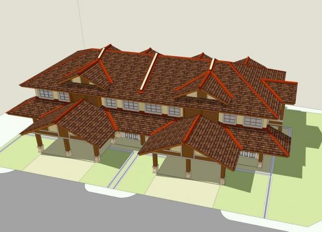 Sketchup商业模型|多层会所，美式风格，新古典风格，坡屋顶，商业建筑