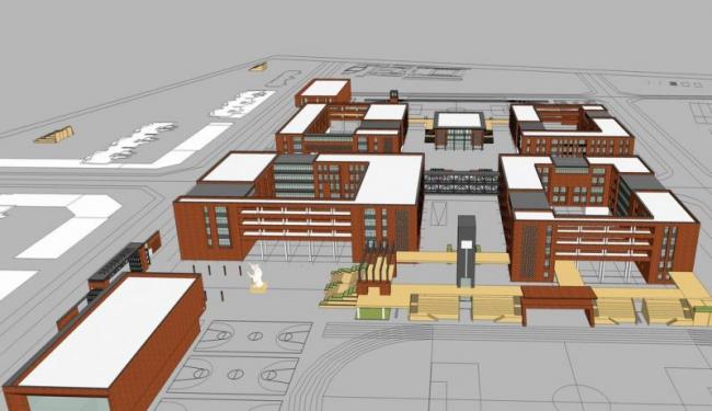 Sketchup学校模型|多层学校中学，校园，现代风格，教育建筑