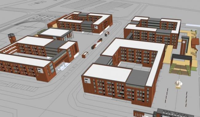 Sketchup学校模型|多层学校中学，校园，现代风格，教育建筑