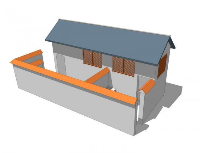 Sketchup小品模型|公园厕所，现代风格，坡屋顶，小品