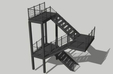 Sketchup素材模型|钢梯，楼梯，素材组件，现代风格-BIM建筑网