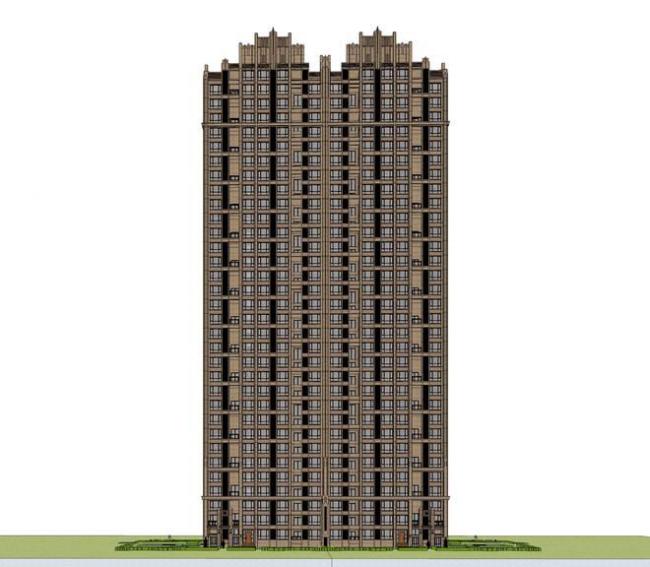 Sketchup住宅模型|高层住宅，居住建筑，古典风格，ArtDeco风格
