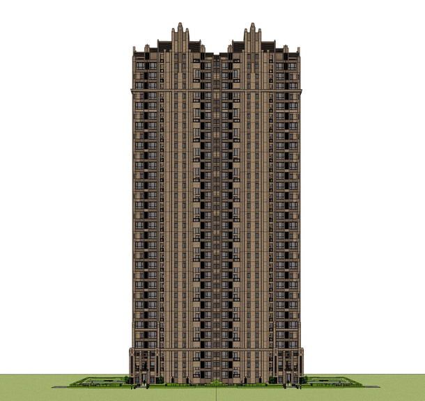 Sketchup住宅模型|高层住宅，居住建筑，古典风格，ArtDeco风格