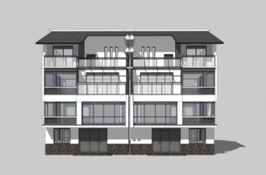 Sketchup住宅模型|多层农村住宅，居住建筑，中式风格-BIM建筑网