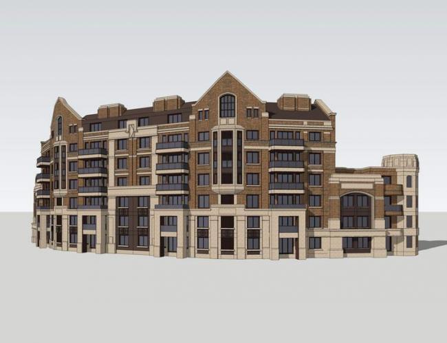 Sketchup住宅模型|多层民国商住楼，居住建筑，古典风格