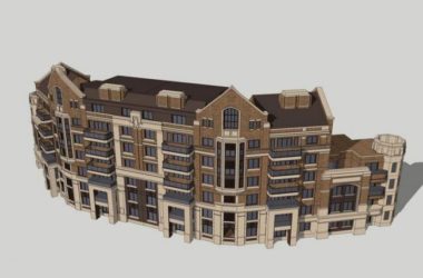 Sketchup住宅模型|多层民国商住楼，居住建筑，古典风格-BIM建筑网