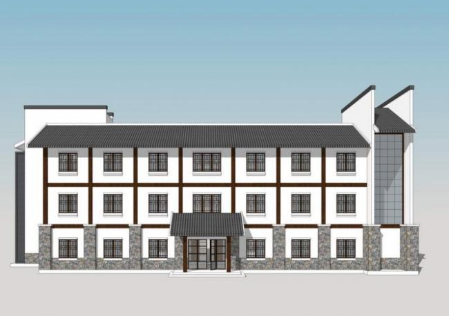 Sketchup住宅模型|多层住宅，居住建筑，中式风格，多层管理房