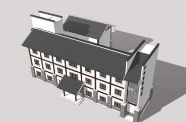 Sketchup住宅模型|多层住宅，居住建筑，中式风格，多层管理房-BIM建筑网