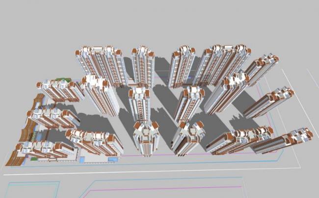 Sketchup住宅模型|岭南风，现代风格，高层住宅，居住建筑