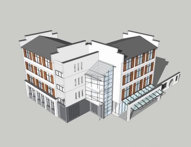 Sketchup住宅模型|多层农村自建房，多层住宅，居住建筑，中式风格