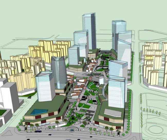 Sketchup商业模型|多层商业街，现代风格