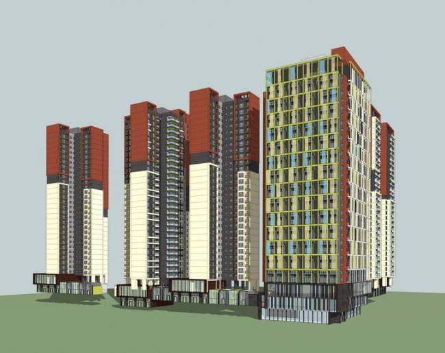 Sketchup住宅模型|高层住宅，现代风格，居住建筑