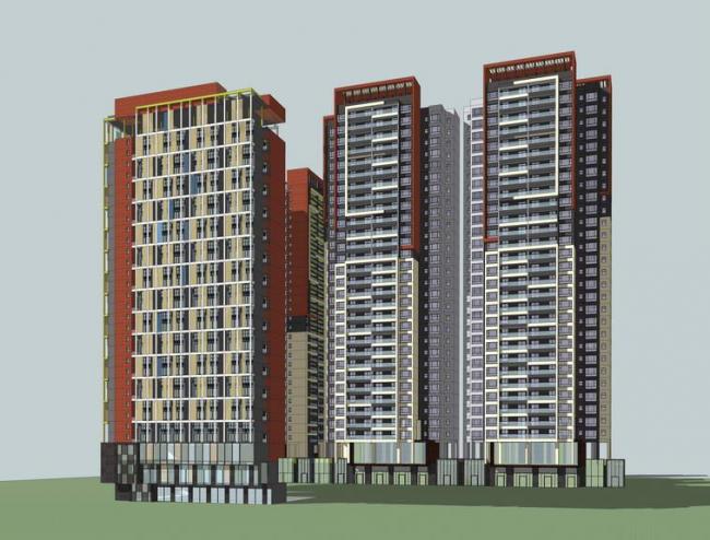 Sketchup住宅模型|高层住宅，现代风格，居住建筑