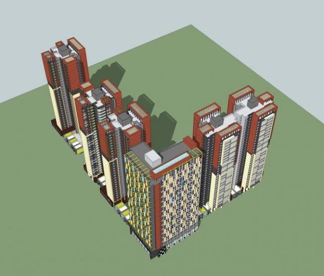 Sketchup住宅模型|高层住宅，现代风格，居住建筑