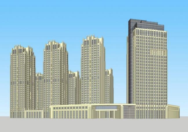 Sketchup住宅模型|高层住宅，ArtDeco风格，古典风格，居住建筑