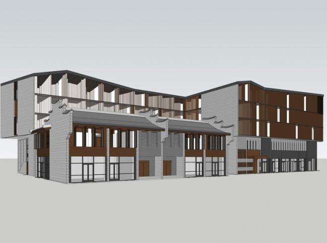 Sketchup商业模型|多层商业楼，新中式风格